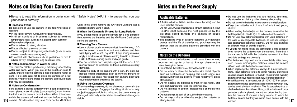 Applicable batteries | FujiFilm FinePix 3800 User Manual | Page 59 / 69