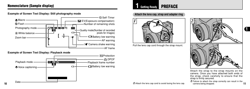 Preface, Nomenclature (sample display) | FujiFilm FinePix 3800 User Manual | Page 6 / 69