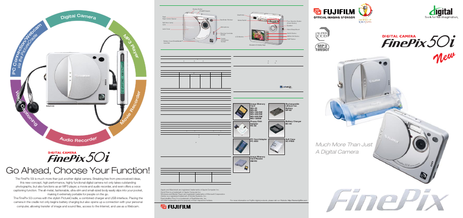 Go ahead, choose your function, Much more than just a digital camera | FujiFilm FinePix 50i User Manual | Page 4 / 4