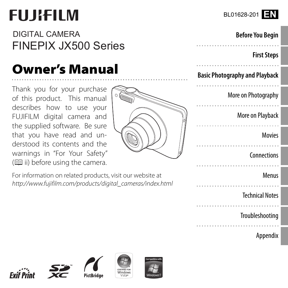 FujiFilm FinePix JX500 User Manual | 122 pages