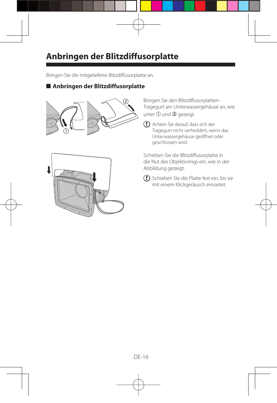 Anbringen der blitzdiffusorplatte | FujiFilm WP-FXF500 User Manual | Page 100 / 140