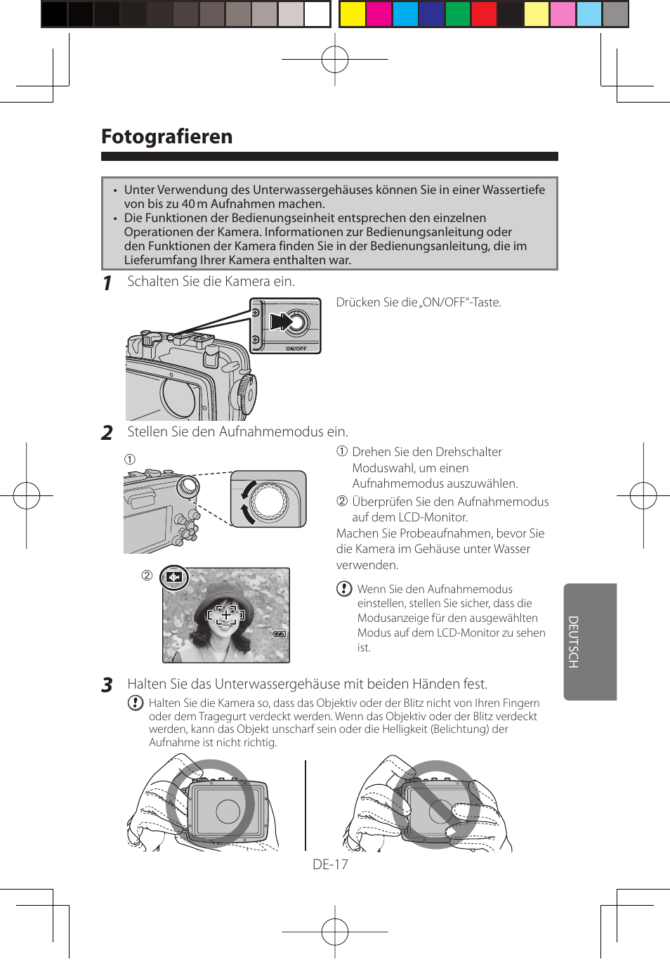 Fotografieren | FujiFilm WP-FXF500 User Manual | Page 101 / 140