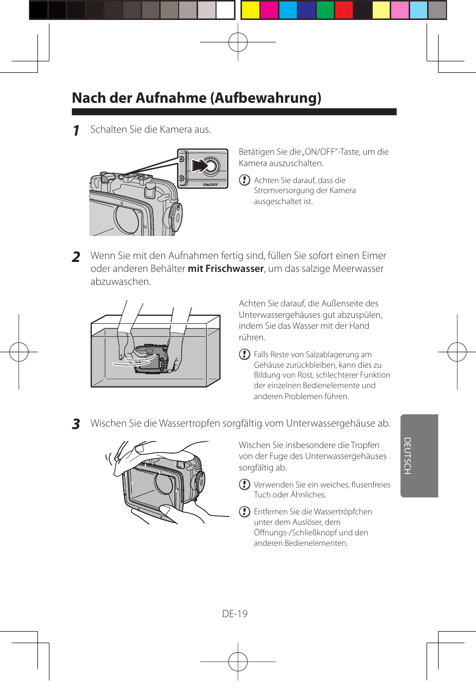 Nach der aufnahme (aufbewahrung) | FujiFilm WP-FXF500 User Manual | Page 103 / 140