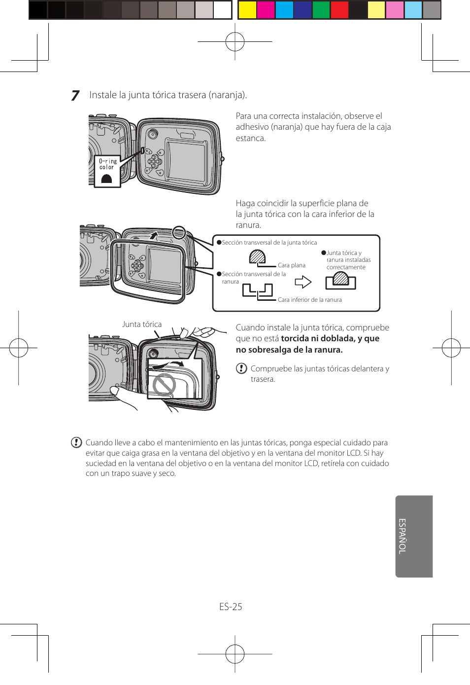 Es-25, Instale la junta tórica trasera (naranja) | FujiFilm WP-FXF500 User Manual | Page 135 / 140