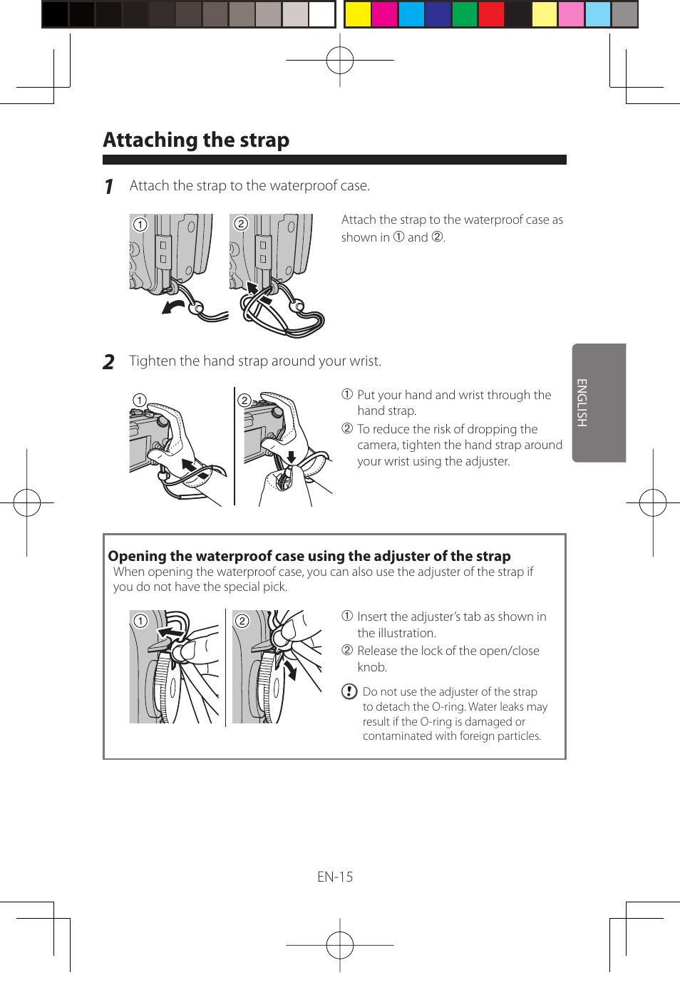 Attaching the strap | FujiFilm WP-FXF500 User Manual | Page 47 / 140