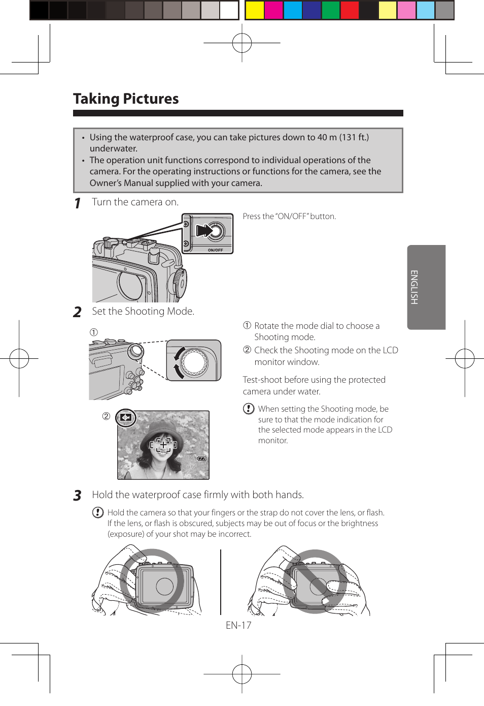 Taking pictures | FujiFilm WP-FXF500 User Manual | Page 49 / 140