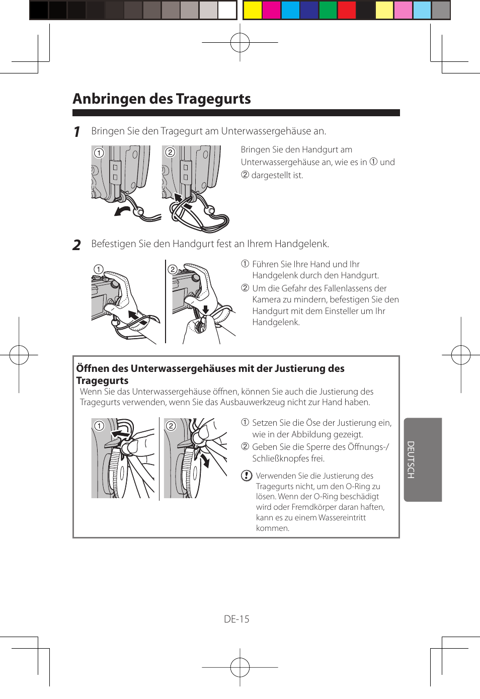 Anbringen des tragegurts | FujiFilm WP-FXF500 User Manual | Page 99 / 140
