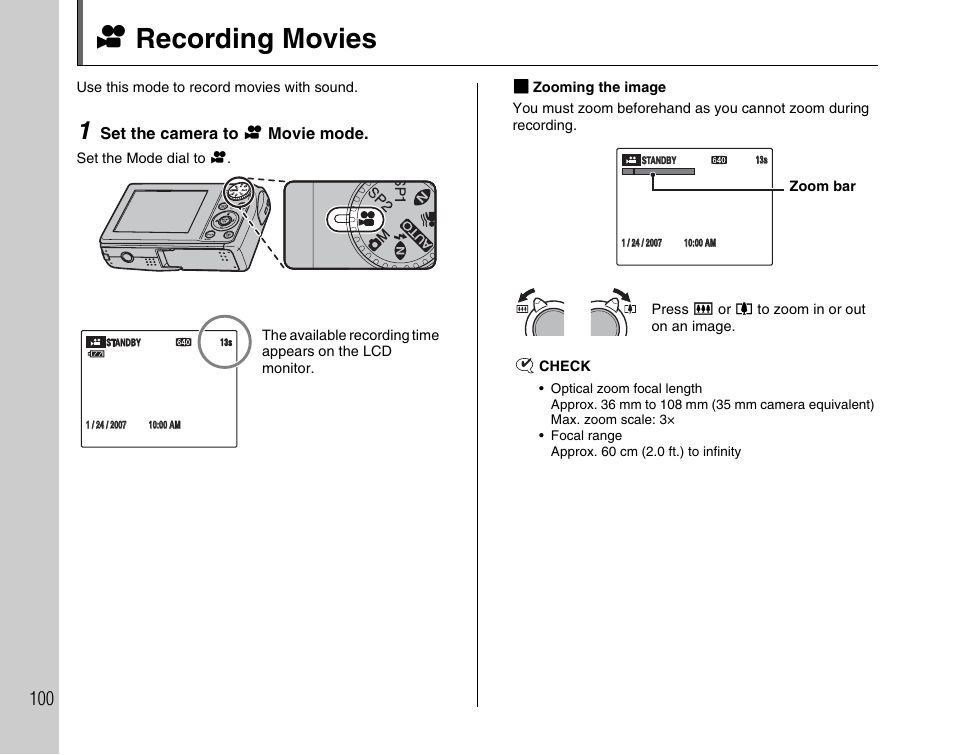 R recording movies | FujiFilm F45fd User Manual | Page 100 / 180