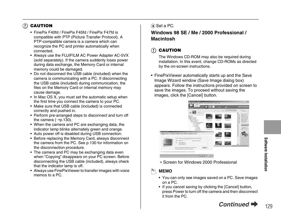 Continued q | FujiFilm F45fd User Manual | Page 129 / 180