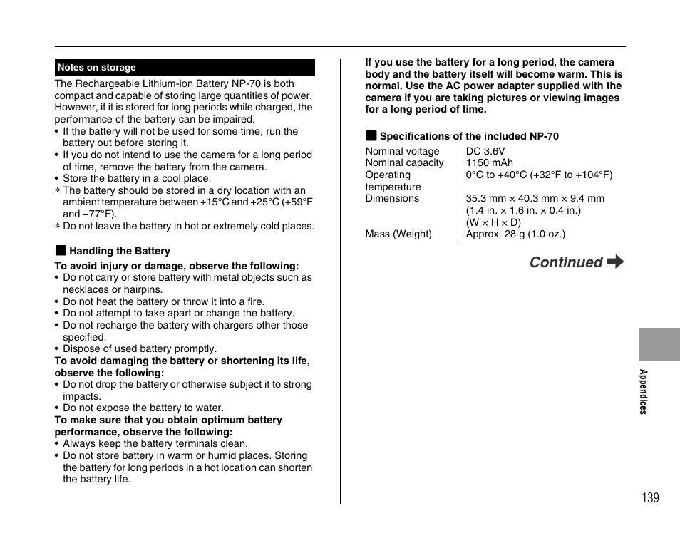 Continued q | FujiFilm F45fd User Manual | Page 139 / 180