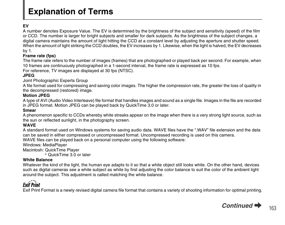 Explanation of terms | FujiFilm F45fd User Manual | Page 163 / 180