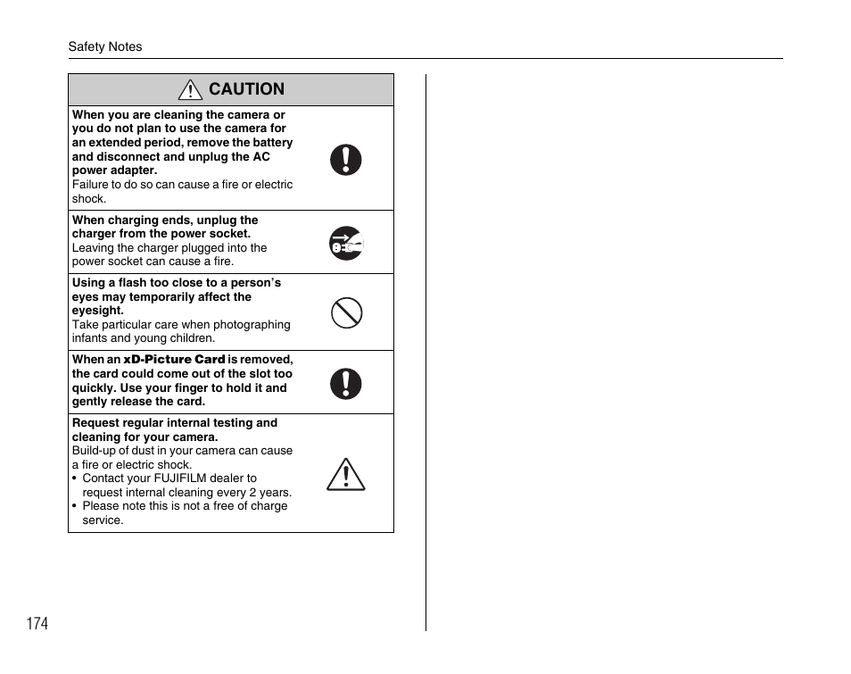 Caution | FujiFilm F45fd User Manual | Page 174 / 180