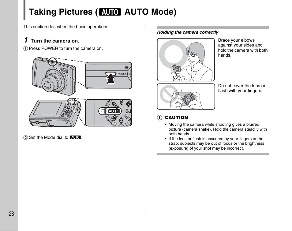 Taking pictures ( b auto mode) | FujiFilm F45fd User Manual | Page 28 / 180