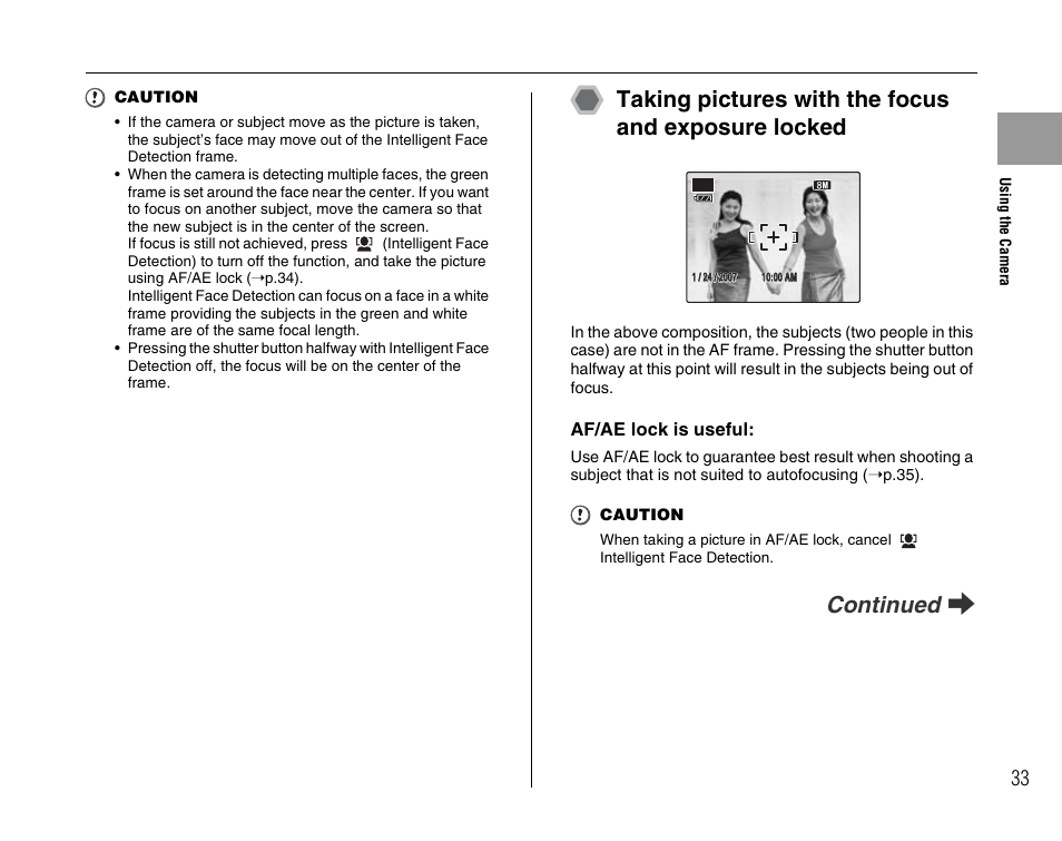 Taking pictures with the focus and exposure locked, Continued q | FujiFilm F45fd User Manual | Page 33 / 180