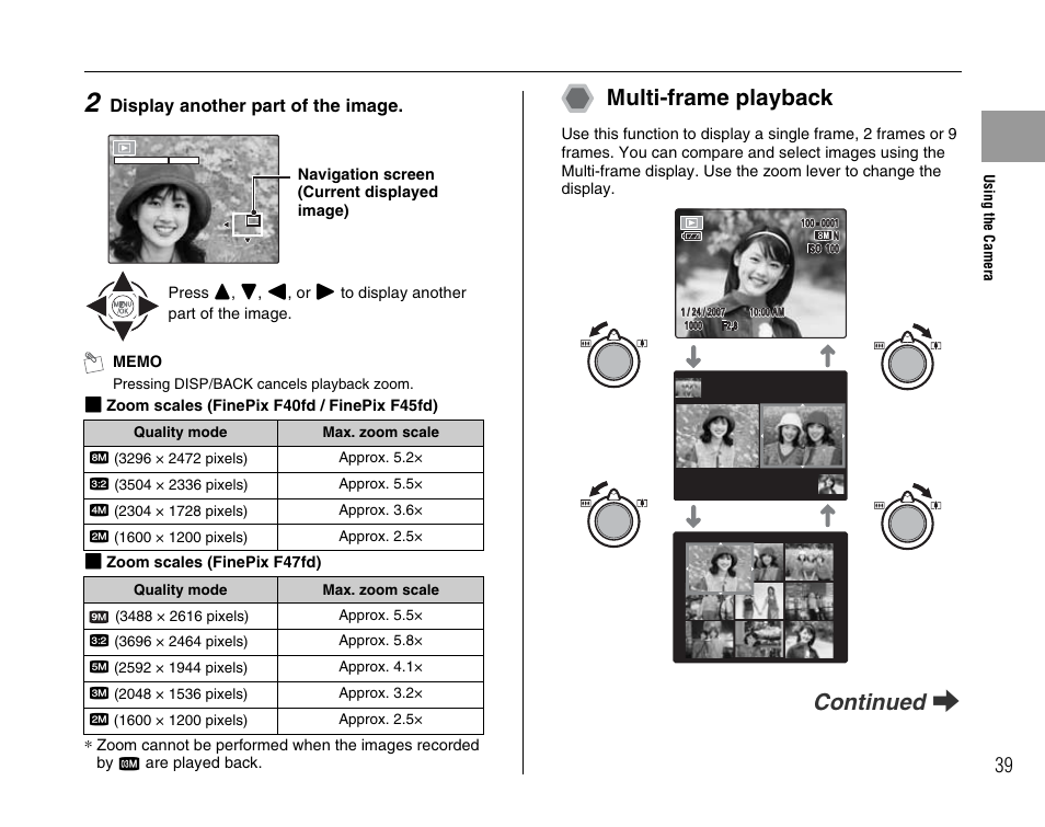 Multi-frame playback, Continued q | FujiFilm F45fd User Manual | Page 39 / 180