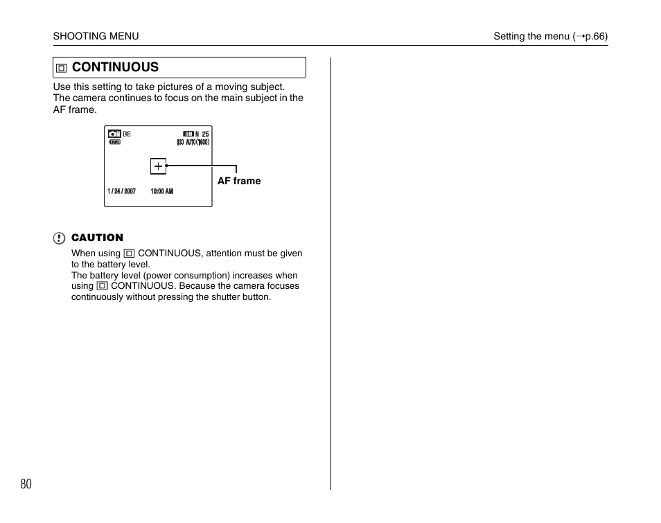 Continuous | FujiFilm F45fd User Manual | Page 80 / 180