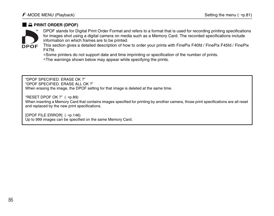 FujiFilm F45fd User Manual | Page 86 / 180