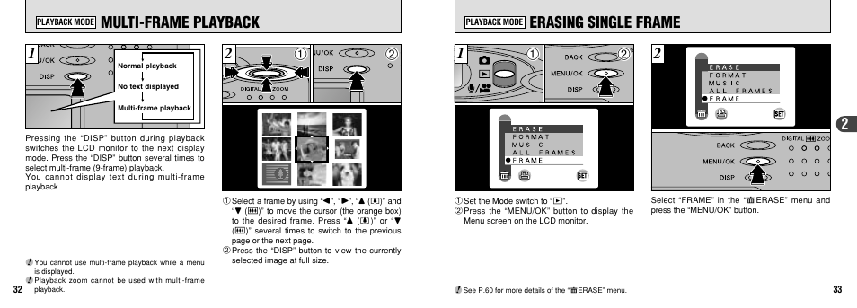 Multi-frame playback, Erasing single frame | FujiFilm 30i User Manual | Page 17 / 59