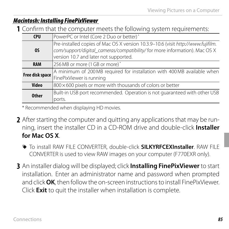 Macintosh: installing finepixviewer | FujiFilm FinePix F750EXR User Manual | Page 103 / 164