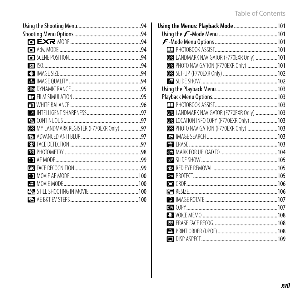 FujiFilm FinePix F750EXR User Manual | Page 17 / 164