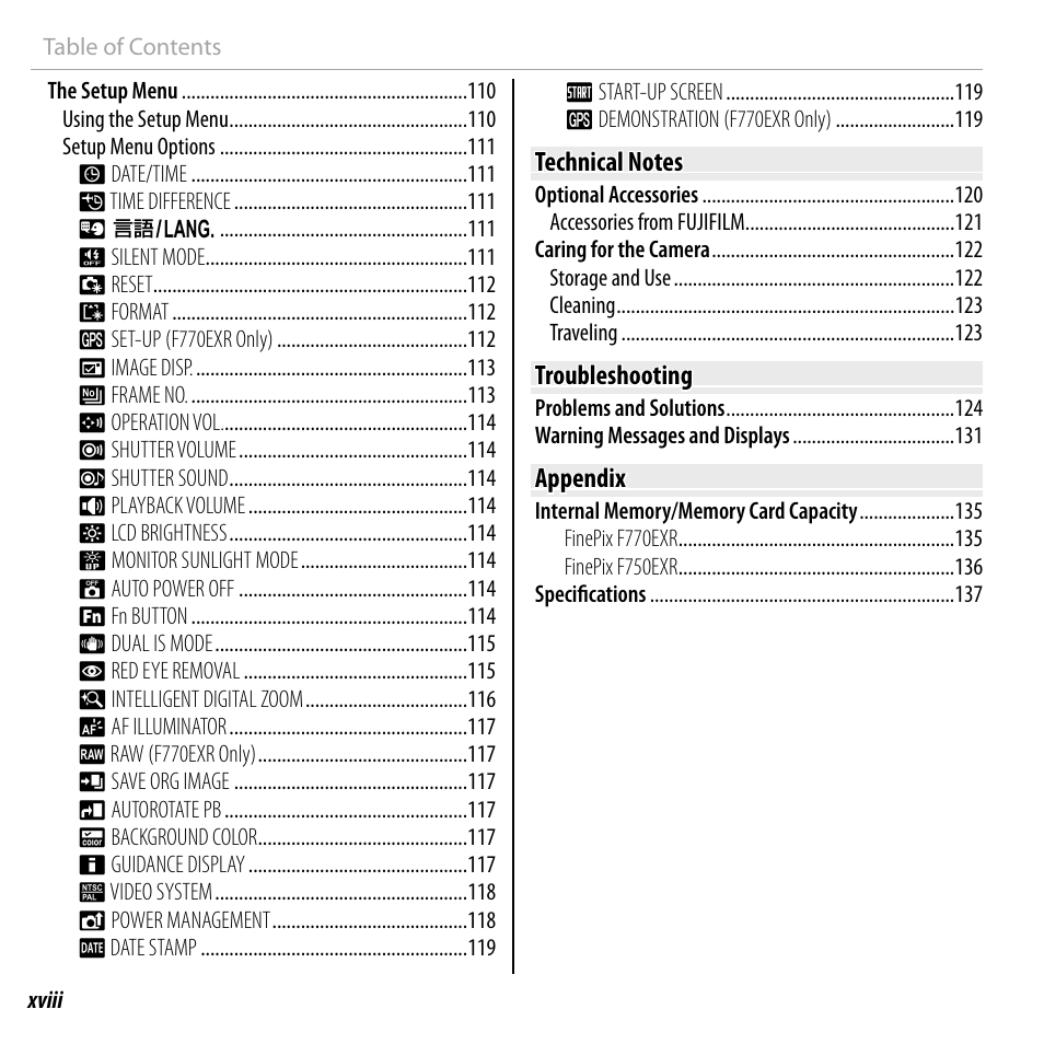 FujiFilm FinePix F750EXR User Manual | Page 18 / 164