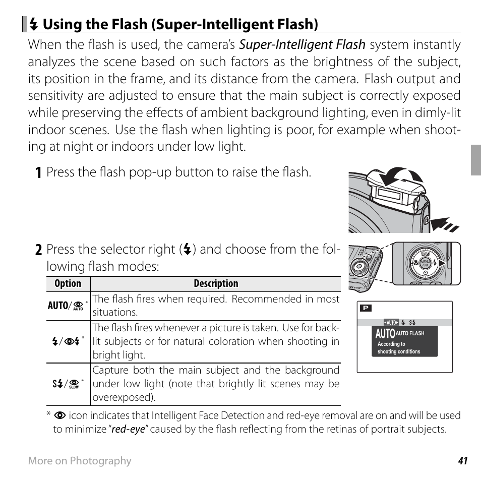 Press the fl ash pop-up button to raise the fl ash | FujiFilm FinePix F750EXR User Manual | Page 59 / 164