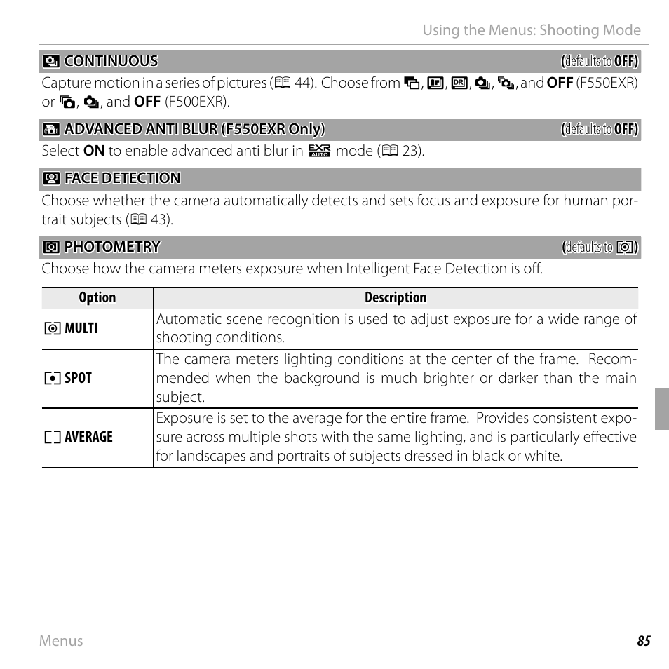 FujiFilm FinePix F550EXR User Manual | Page 103 / 151