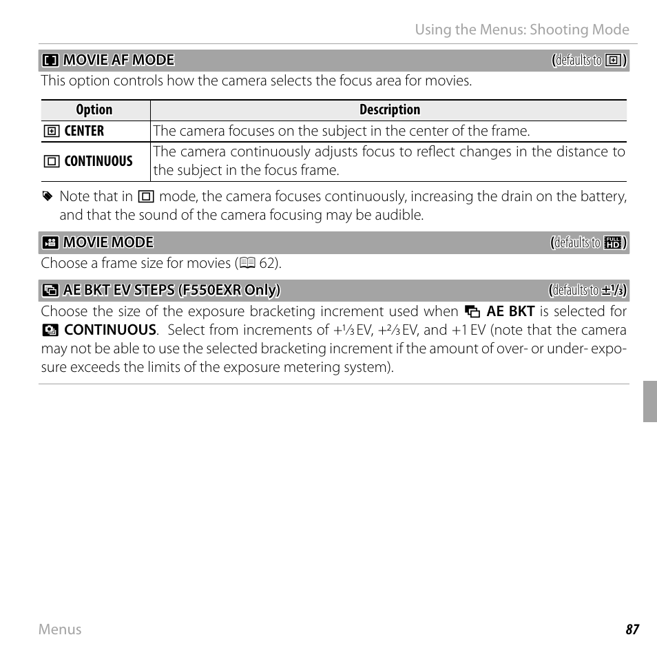 FujiFilm FinePix F550EXR User Manual | Page 105 / 151