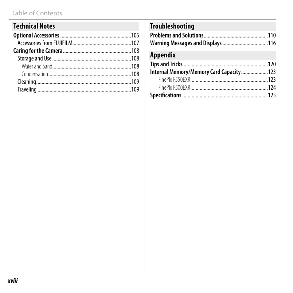 FujiFilm FinePix F550EXR User Manual | Page 18 / 151