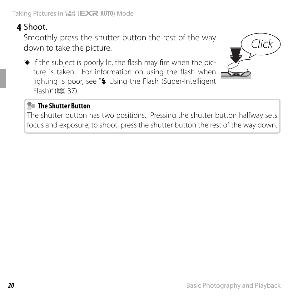 Click | FujiFilm FinePix F550EXR User Manual | Page 38 / 151