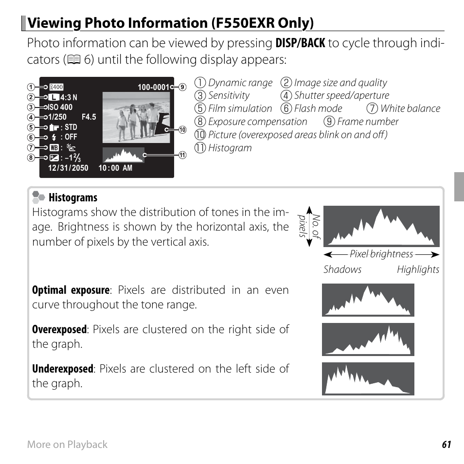 Viewing photo information (f550exr only), 6) until the following display appears | FujiFilm FinePix F550EXR User Manual | Page 79 / 151