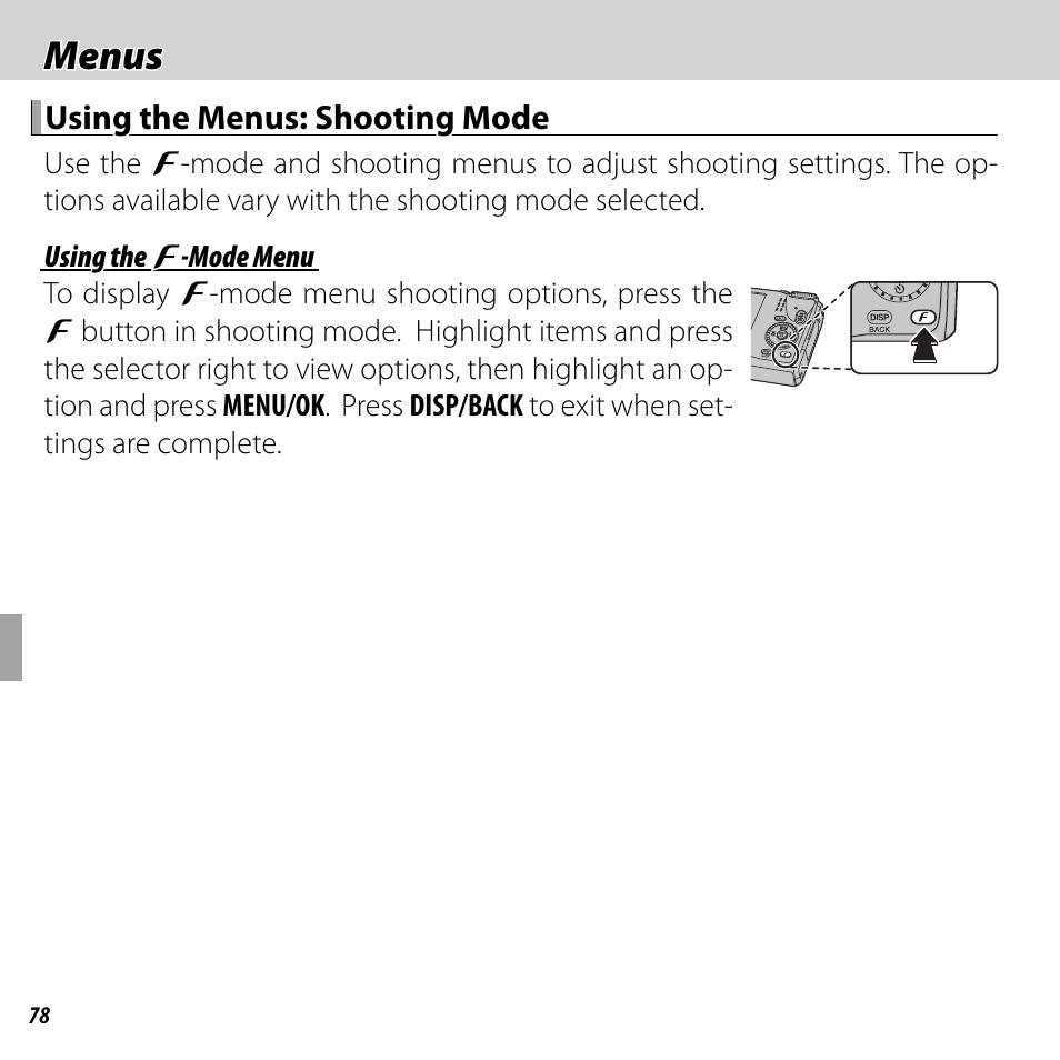 Menus | FujiFilm FinePix F550EXR User Manual | Page 96 / 151