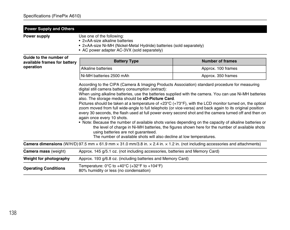 FujiFilm FinePix A800 User Manual | Page 138 / 164