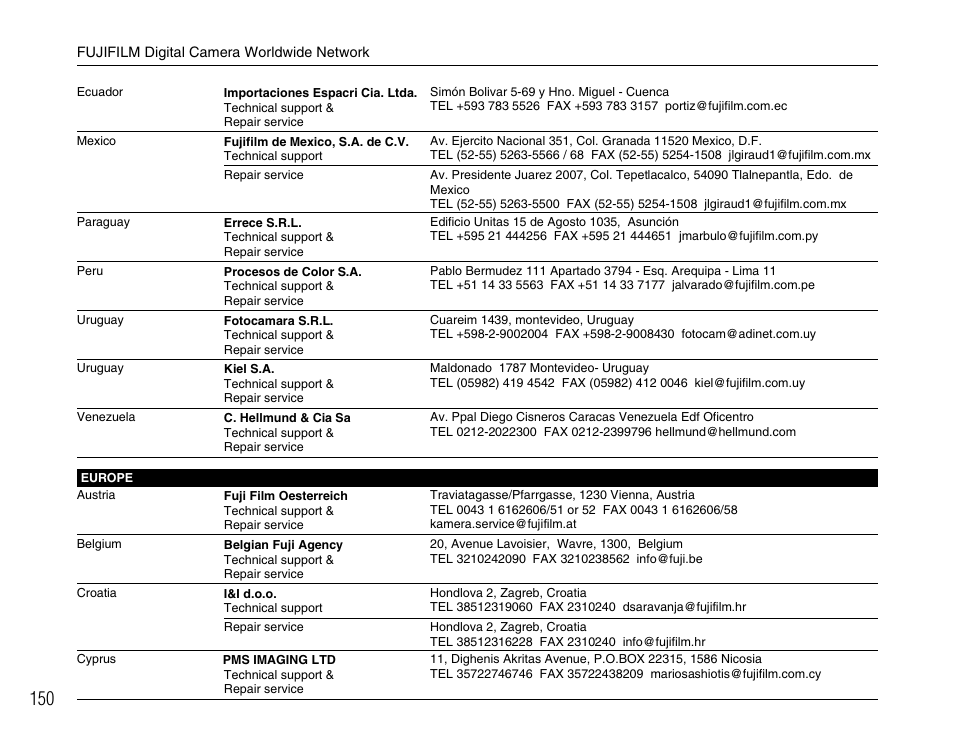FujiFilm FinePix A800 User Manual | Page 150 / 164