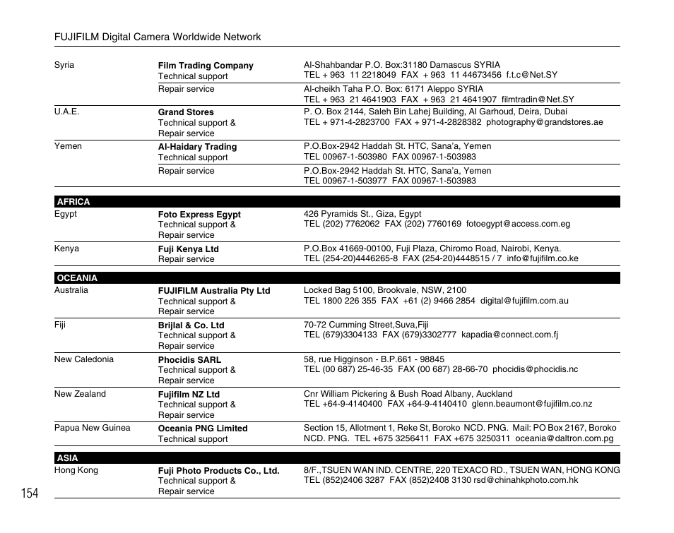 FujiFilm FinePix A800 User Manual | Page 154 / 164