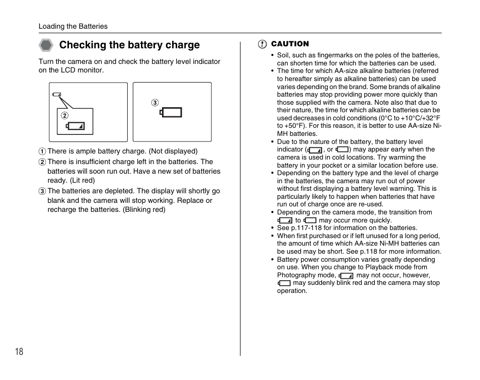 Checking the battery charge | FujiFilm FinePix A800 User Manual | Page 18 / 164