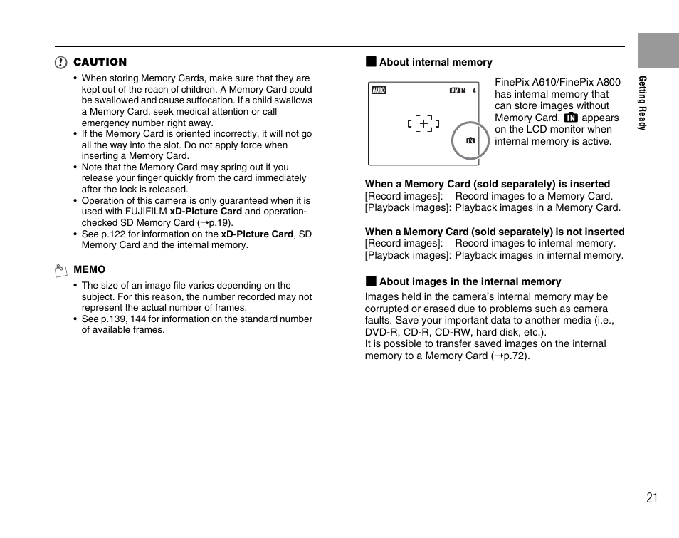FujiFilm FinePix A800 User Manual | Page 21 / 164