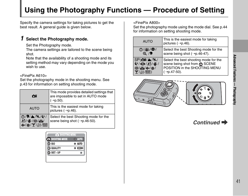Continued q | FujiFilm FinePix A800 User Manual | Page 41 / 164