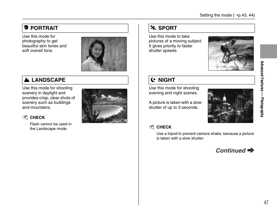 Continued q | FujiFilm FinePix A800 User Manual | Page 47 / 164