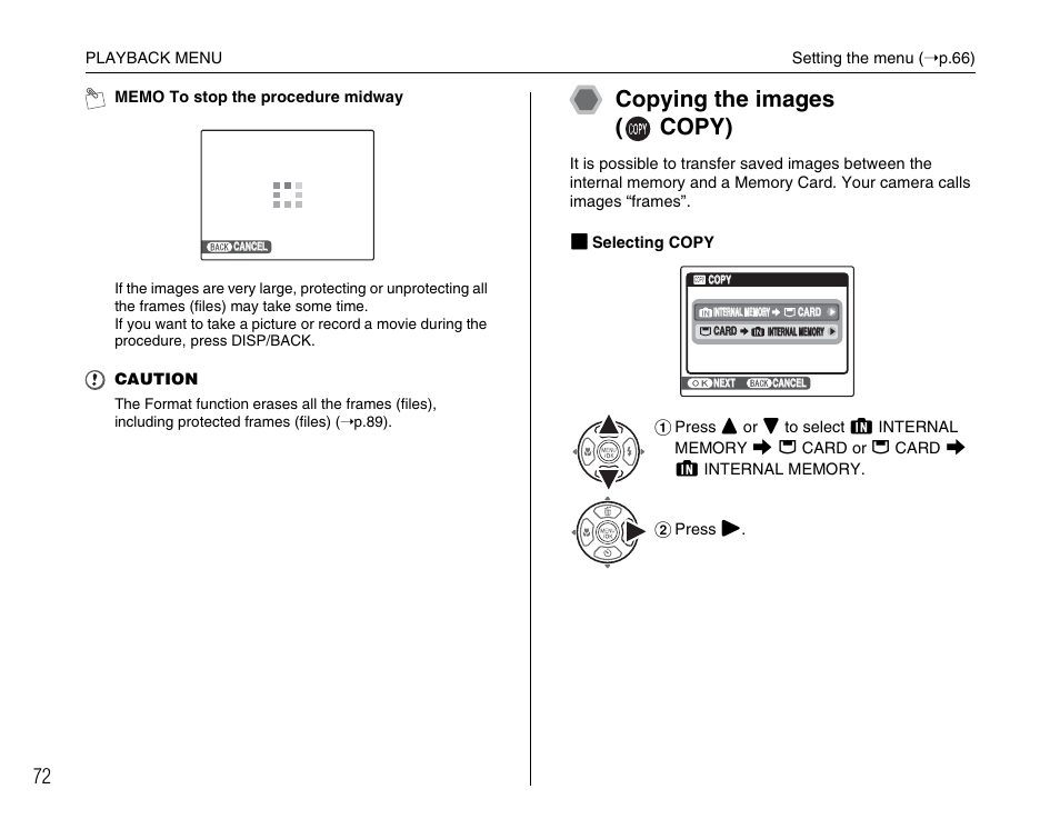 Copying the images ( copy) | FujiFilm FinePix A800 User Manual | Page 72 / 164