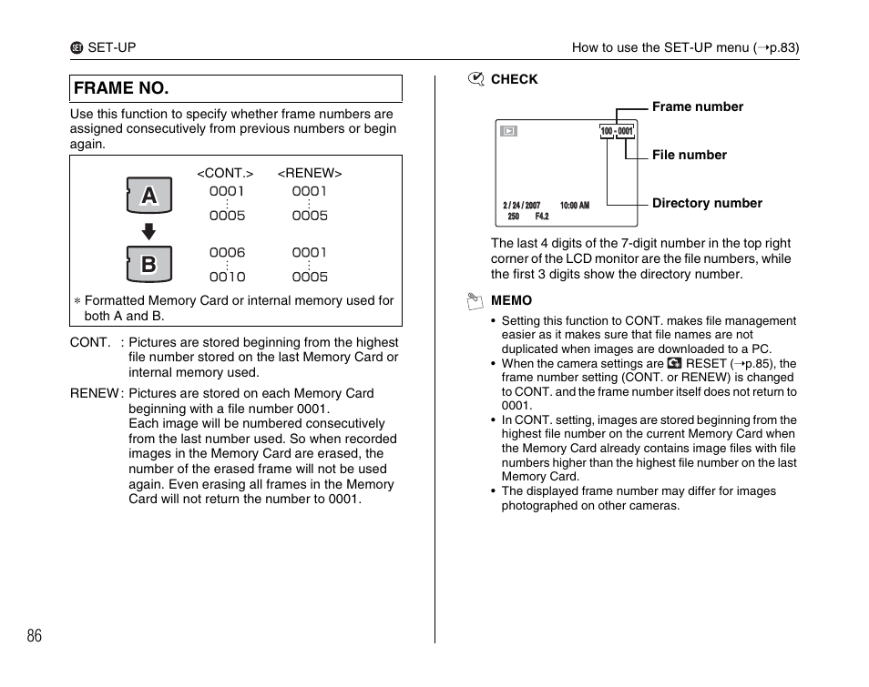 Ab b, Frame no | FujiFilm FinePix A800 User Manual | Page 86 / 164
