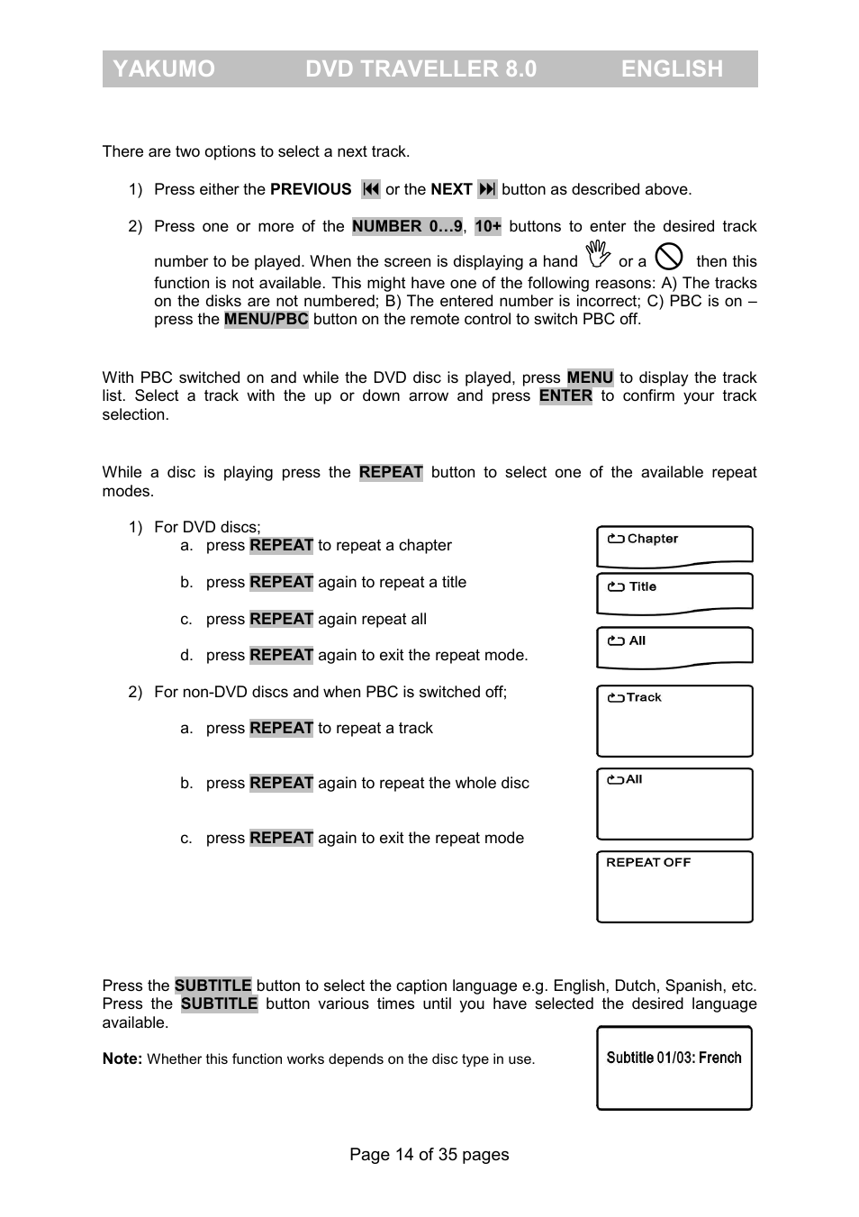 Yakumo dvd traveller 8.0 english | FujiFilm Yakumo DVD Travelle User Manual | Page 18 / 40