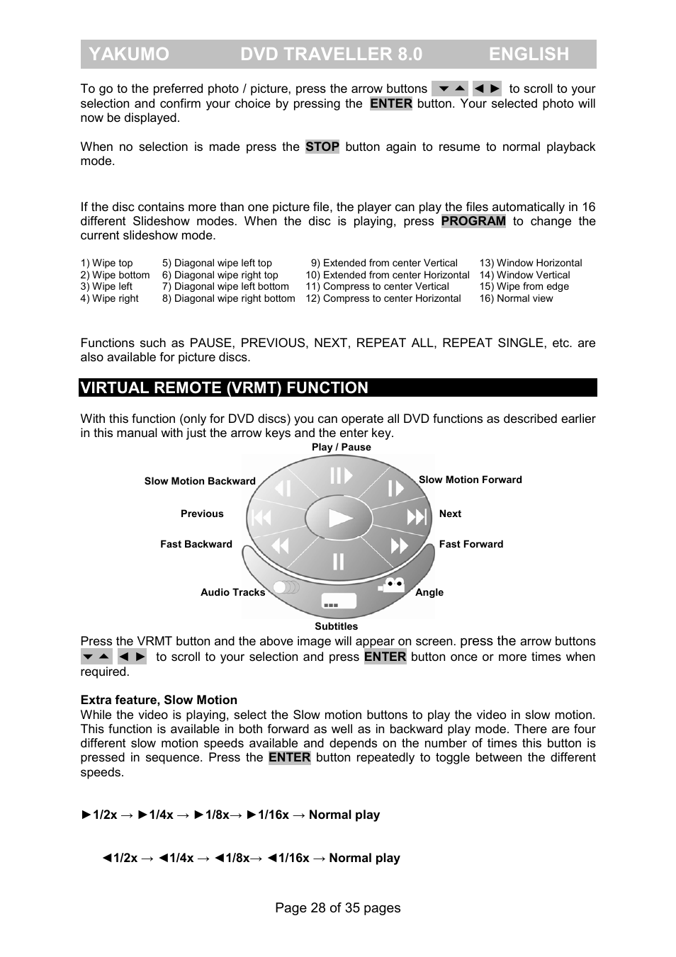 Yakumo dvd traveller 8.0 english, Virtual remote (vrmt) function | FujiFilm Yakumo DVD Travelle User Manual | Page 32 / 40