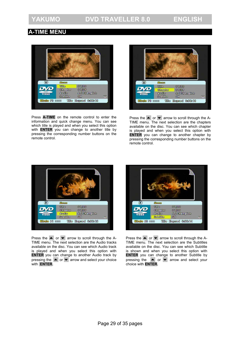 Yakumo dvd traveller 8.0 english, A-time menu | FujiFilm Yakumo DVD Travelle User Manual | Page 33 / 40