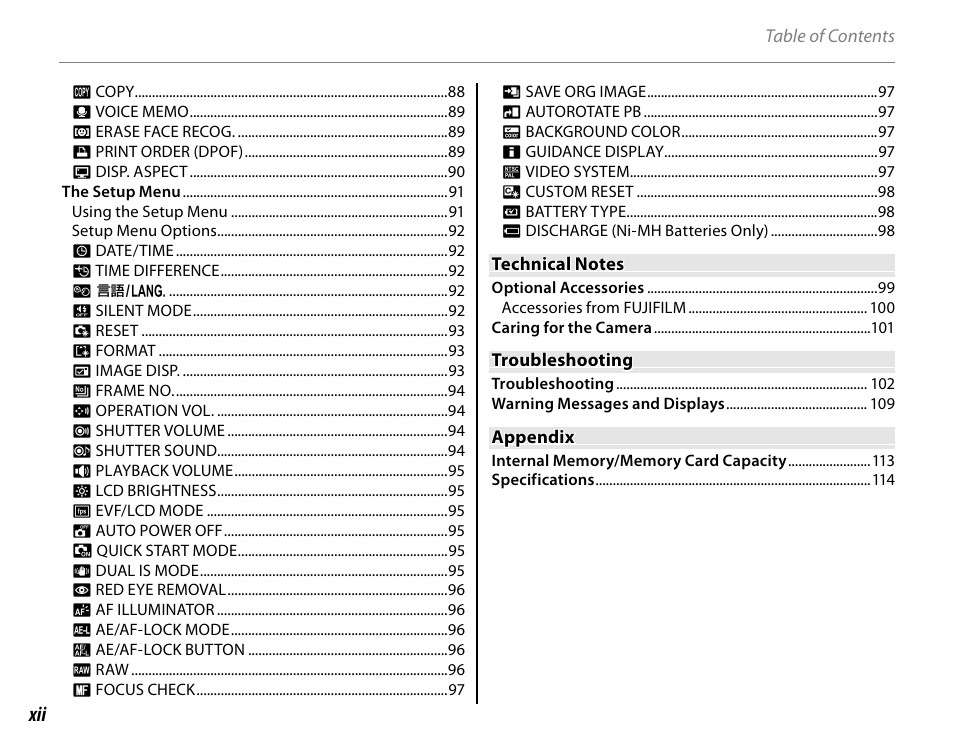 FujiFilm FinePix HS20EXR User Manual | Page 12 / 136