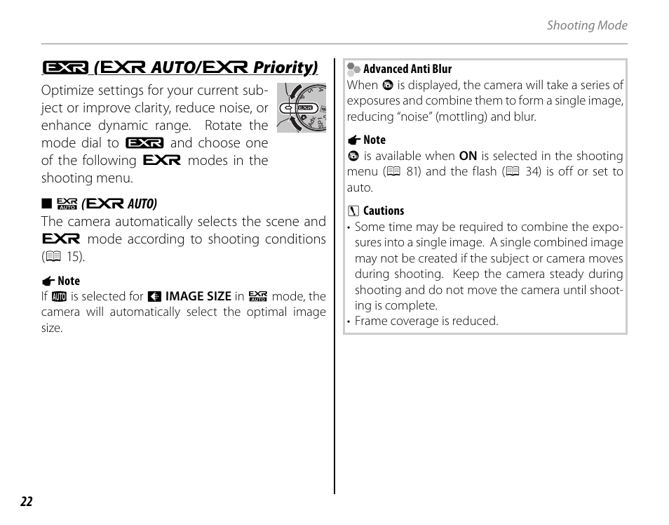 Oo ( ( e e auto/ auto/ e e priority) priority) | FujiFilm FinePix HS20EXR User Manual | Page 34 / 136