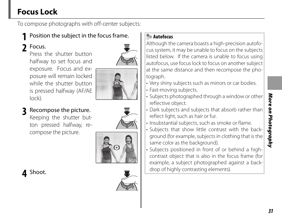 Focus lock | FujiFilm FinePix HS20EXR User Manual | Page 43 / 136