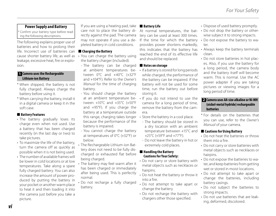 For your safety | FujiFilm FinePix HS20EXR User Manual | Page 6 / 136