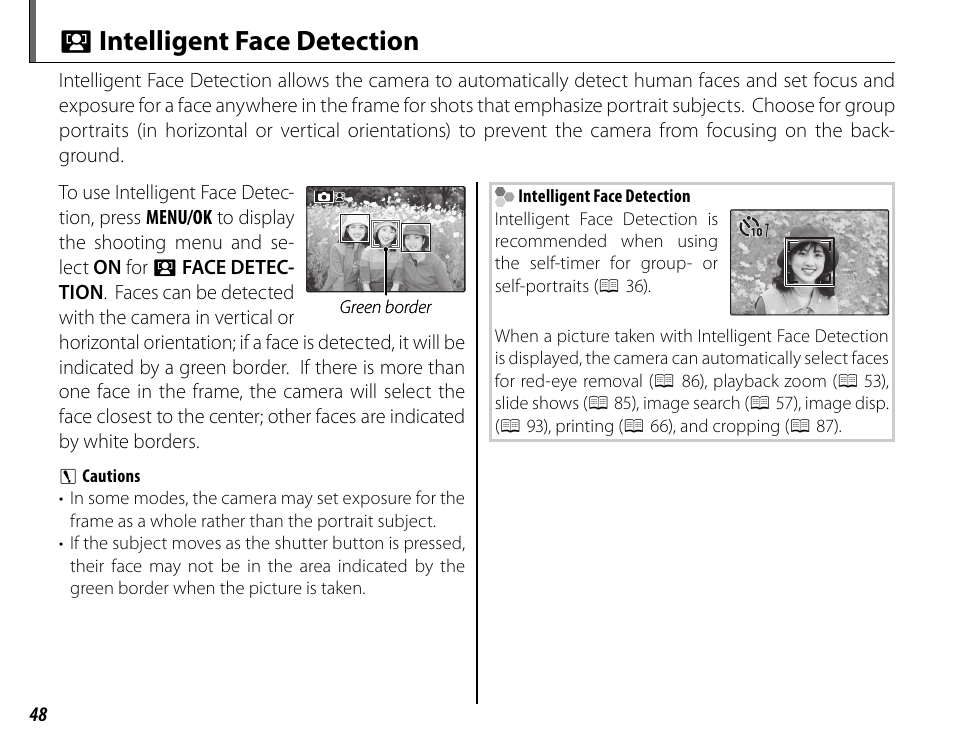 B intelligent face detection | FujiFilm FinePix HS20EXR User Manual | Page 60 / 136