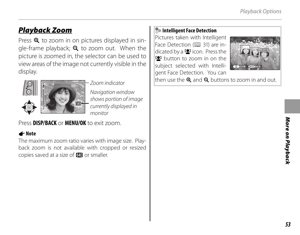 Playback zoom | FujiFilm FinePix HS20EXR User Manual | Page 65 / 136